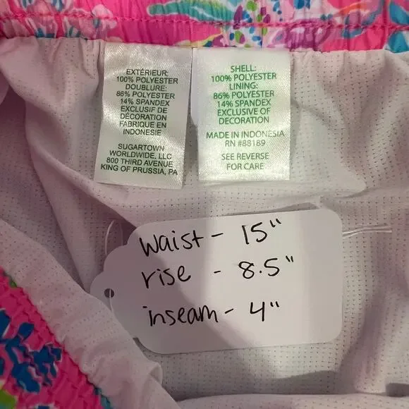 Lilly Pulitzer Luxletic Ocean Trail Shorts Pink Shell Me Something Good Small - Picture 7 of 7